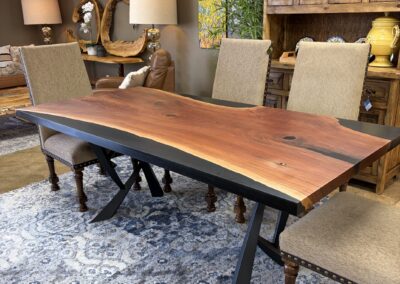 dining table, resin and cherry wood with metal legs image