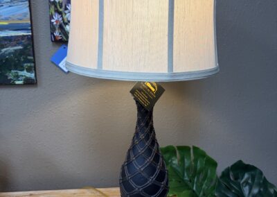 black resin lamp with cream shade image