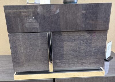 grey laquered end table with drawers image