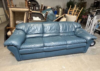 turquise leather couch