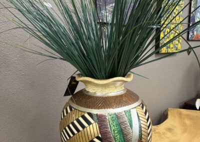 Abstract green and gold vase image