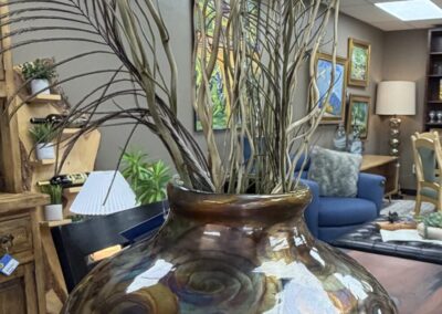 large round brass vase with swirl design image