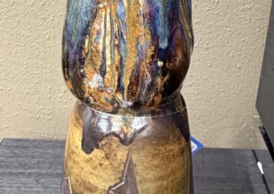 Blue and green glazed pottery vase image