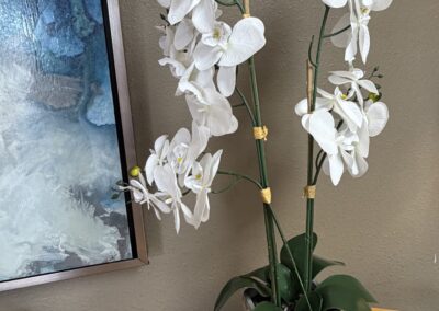 Silk plant in ceramic vase image