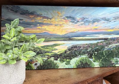 Frameless oil on canvas landscape image
