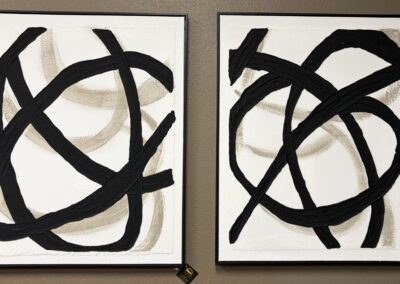 Pair of abstract paper craft framed pictures