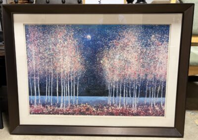 Large framed print of aspen trees in the moonlight image