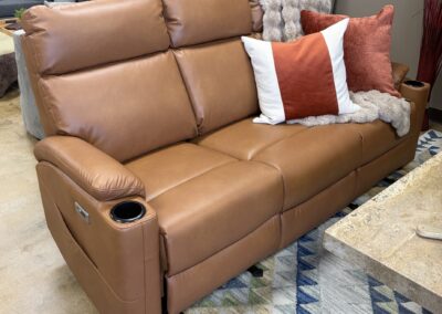 Tan leather reclining sofa