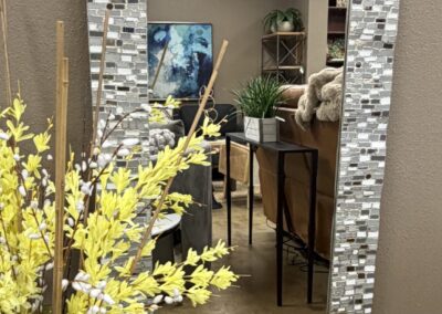 Mirror with white tile surround