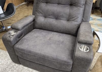 oversized faux leather theatre chair with cupholders image