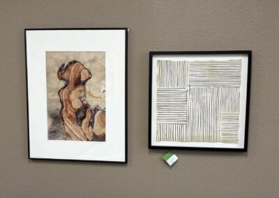 Two picture with white matting, black and white picture abstract, and black frame image
