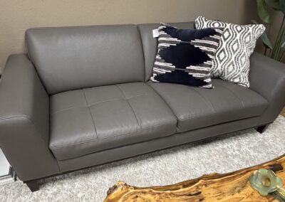 Faux grey leather couch