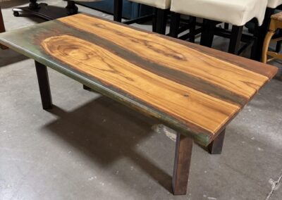 Epoxy and wood table with metal legs image